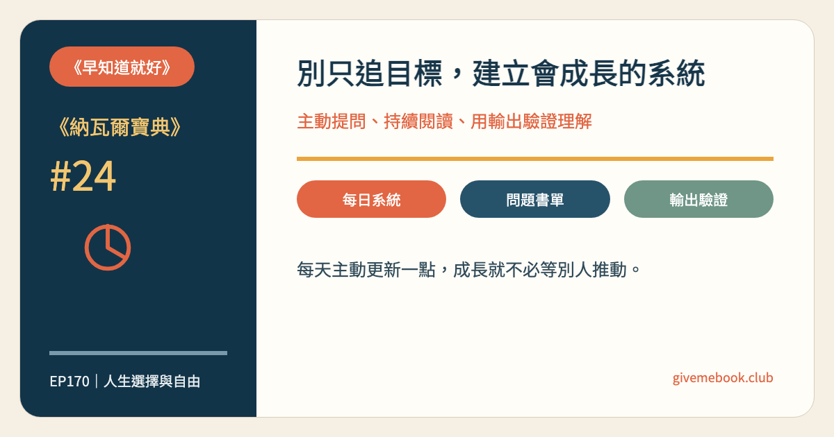 《納瓦爾寶典》#24 《納瓦爾寶典》#24 主動學習才能不斷成長：用系統、閱讀與思辨升級自己 特色圖
